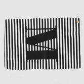 Monogram zwarte witte strepen aangepast initiaal golfhanddoek (Horizontaal)