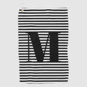 Monogram zwarte witte strepen aangepast initiaal golfhanddoek (Voorkant)