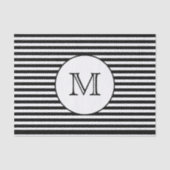 Monogram zwarte & witte strepen tissuepapier (Voorkant)