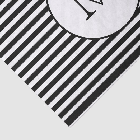 Monogram zwarte & witte strepen tissuepapier (Detail)
