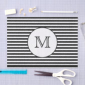 Monogram zwarte & witte strepen tissuepapier (Craft)