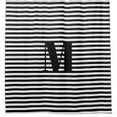 Monogram zwarte witte strepen van het initiaal aan douchegordijn (Voorkant)