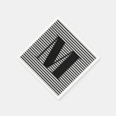 Monogram zwarte witte strepen van het initiaal aan servet (Hoek)