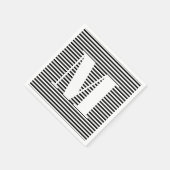 Monogram zwarte witte strepen van het initiaal aan servet (Hoek)