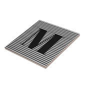 Monogram zwarte witte strepen van het initiaal aan tegeltje (Zijkant)