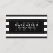 Monogram zwarte witte strepen visitekaartje (Voorkant)