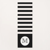 Monogram zwarte witte strepen yogamat (Voorkant)