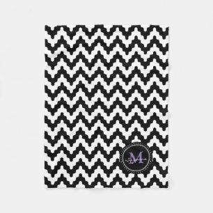 Monogram   Zwarte witte zachte kaas Fleece Deken
