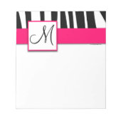 Monogram Zwarte Zebra Stripes Hot Pink Notitieblok (Voorkant)