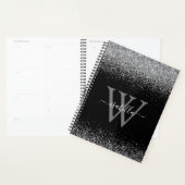 Monogram Zwarte Zilver Glitter Schrift Planner (Display)