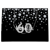 Monogram zwarte zilverdiamanten groot cadeauzakje (Voorkant)