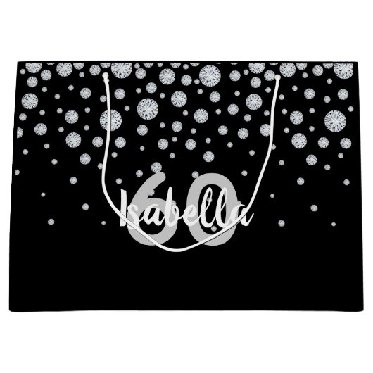 Monogram zwarte zilverdiamanten groot cadeauzakje (Voorkant)