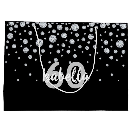 Monogram zwarte zilverdiamanten groot cadeauzakje (Achterkant)