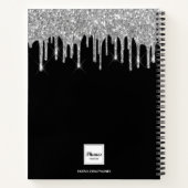 Monogram zwarte zilverglitter in zakboekje notitieboek (Achterkant)