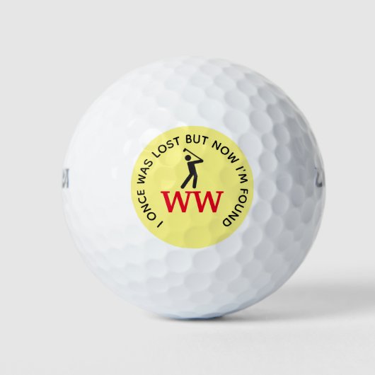 MONOGRAM Zwingend Golfer Verloren Gevonden Schrift Golfballen (Voorkant)