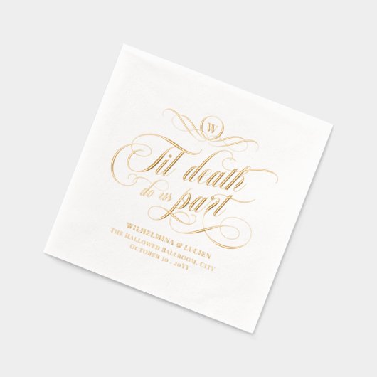 Monogram Zwirly Til Death Do Us Part Wedding Folie Servetten (Links)