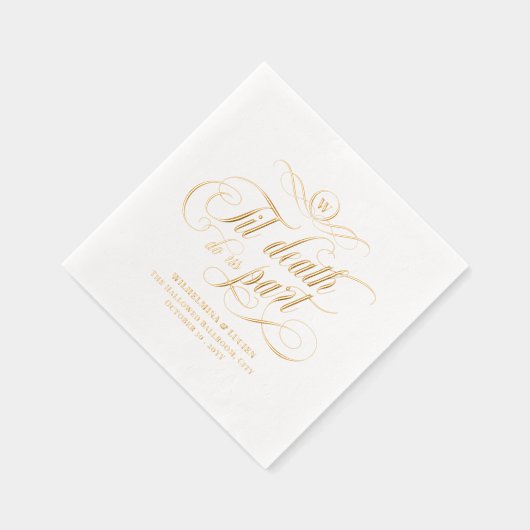 Monogram Zwirly Til Death Do Us Part Wedding Folie Servetten (Rechts)