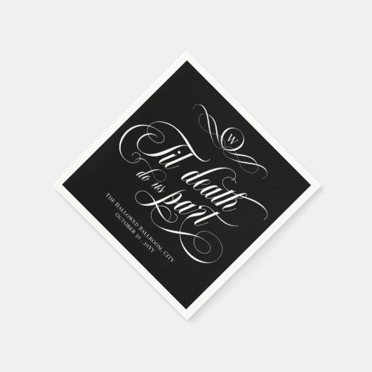 Monogram Zwirly Til Death Do Us Part Wedding Servet (Hoek)