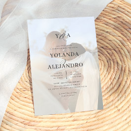 Monograma de Boda Invitaciones Elegantes con Foto Kaart