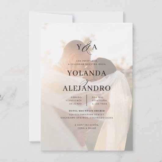 Monograma de Boda Invitaciones Elegantes con Foto Kaart (Voorkant)