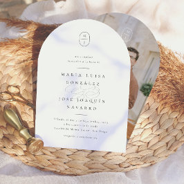 Monograma Formal Invitación de Boda Elegante Kaart