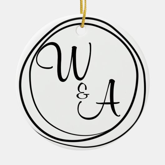 Monograma para casal Estilo Rústico Keramisch Ornament (Voorkant)