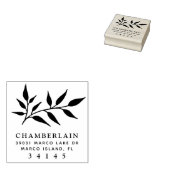 Monogramadres handgetekende botanische bladeren rubberstempel (Gestempeld)
