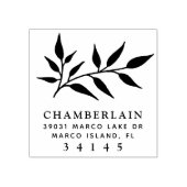 Monogramadres handgetekende botanische bladeren rubberstempel (Afrduk)