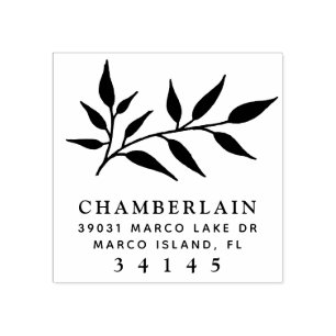 Monogramadres handgetekende botanische bladeren rubberstempel