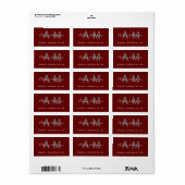 Monogramadres Modern Gray and Red Couple Etiket (Full Sheet)