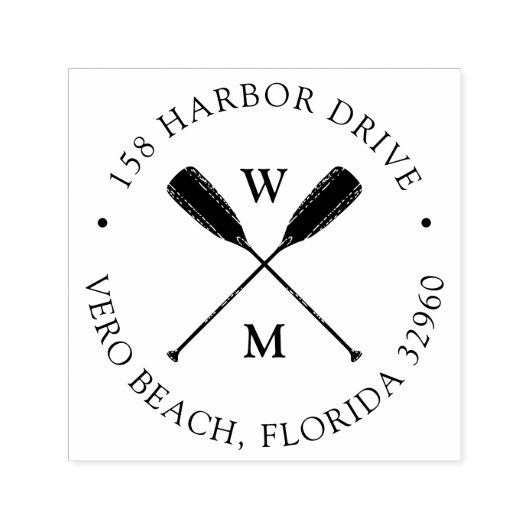 Monogramadres voor auteurs-oorten paar  zelfinktende stempel (Design)