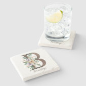 Monogramated Personalized Stone Onderzetter - Init (Zijkant)