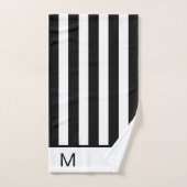 Monogrambadkamer van moderne zwarte en witte strep bad handdoek (Handdoek)