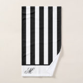 Monogrambadkamer van moderne zwarte en witte strep bad handdoek (Handdoek)