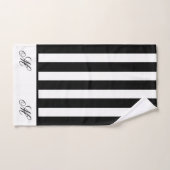 Monogrambadkamer van moderne zwarte en witte strep bad handdoek (Handdoek)