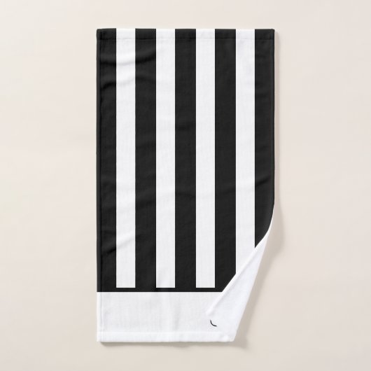 Monogrambadkamer van moderne zwarte en witte strep bad handdoek (Handdoek)