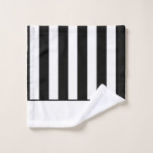 Monogrambadkamer van moderne zwarte en witte strep bad handdoek (Wasdoekje)