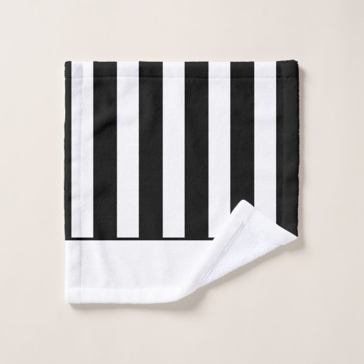 Monogrambadkamer van moderne zwarte en witte strep bad handdoek (Wasdoekje)
