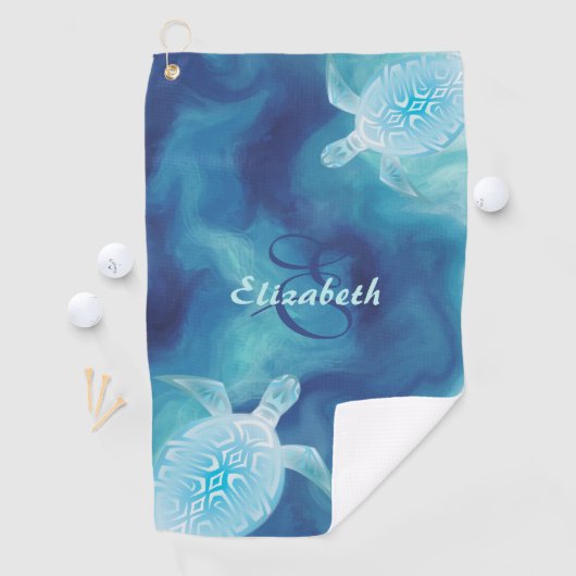Monogrambeugel van de Waterverf van Turtle Tribal Golfhanddoek (Insitu)
