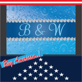 Monogramblauw-ventilator in reliëf notitiekaartje