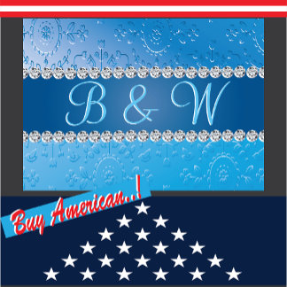 Monogramblauw-ventilator in reliëf notitiekaartje