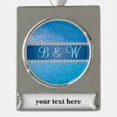 Monogramblauw-ventilator in reliëf verzilverd banner ornament (Voorkant)