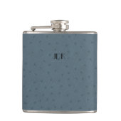 MonogramBlue Ostrich Leather Check Flask Heupfles (Voorkant)