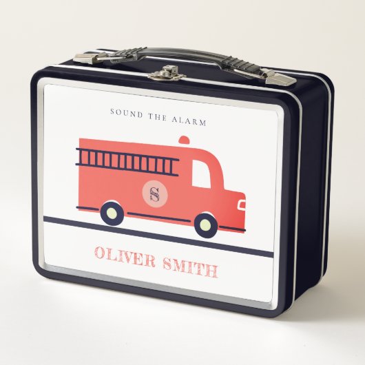 Monogramboeien van Cute Red Navy Fire Truck Engine (Voorkant)