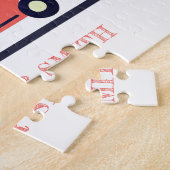 Monogramboeien van Cute Red Navy Fire Truck Engine Legpuzzel (Zijkant)