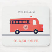 Monogramboeien van Cute Red Navy Fire Truck Engine Muismat (Voorkant)
