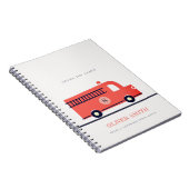 Monogramboeien van Cute Red Navy Fire Truck Engine Notitieboek (Rechterzijde)