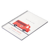 Monogramboeien van Cute Red Navy Fire Truck Engine Notitieboek (Linkerzijde)