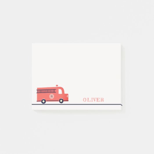 Monogramboeien van Cute Red Navy Fire Truck Engine Post-it® Notes (Voorkant)