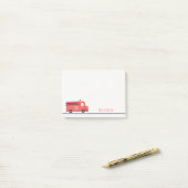 Monogramboeien van Cute Red Navy Fire Truck Engine Post-it® Notes (Op bureau)